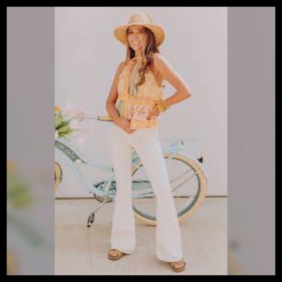 FREE PEOPLE Penny Pull On Flare Pants Ivory - Picture 8 of 9